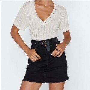 Black denim mini skirt by Nasty Gal Collection